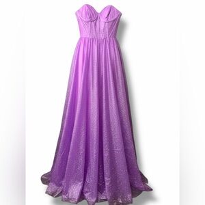 Alyce Paris 61601 Orchid Glitter Corset Prom Gown Size 2 NWT